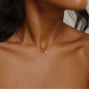 Caitlyn Minimalist Dainty Diamond 18k Gold Necklace